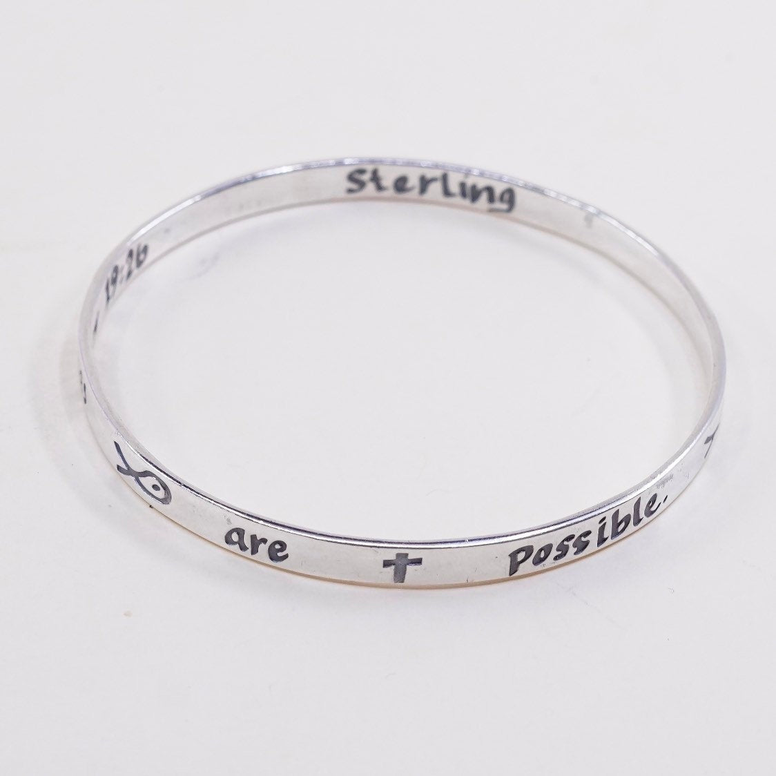 8”, vtg SRSB bible sterling silver handmade 925 bracelet, prayer cuff possible