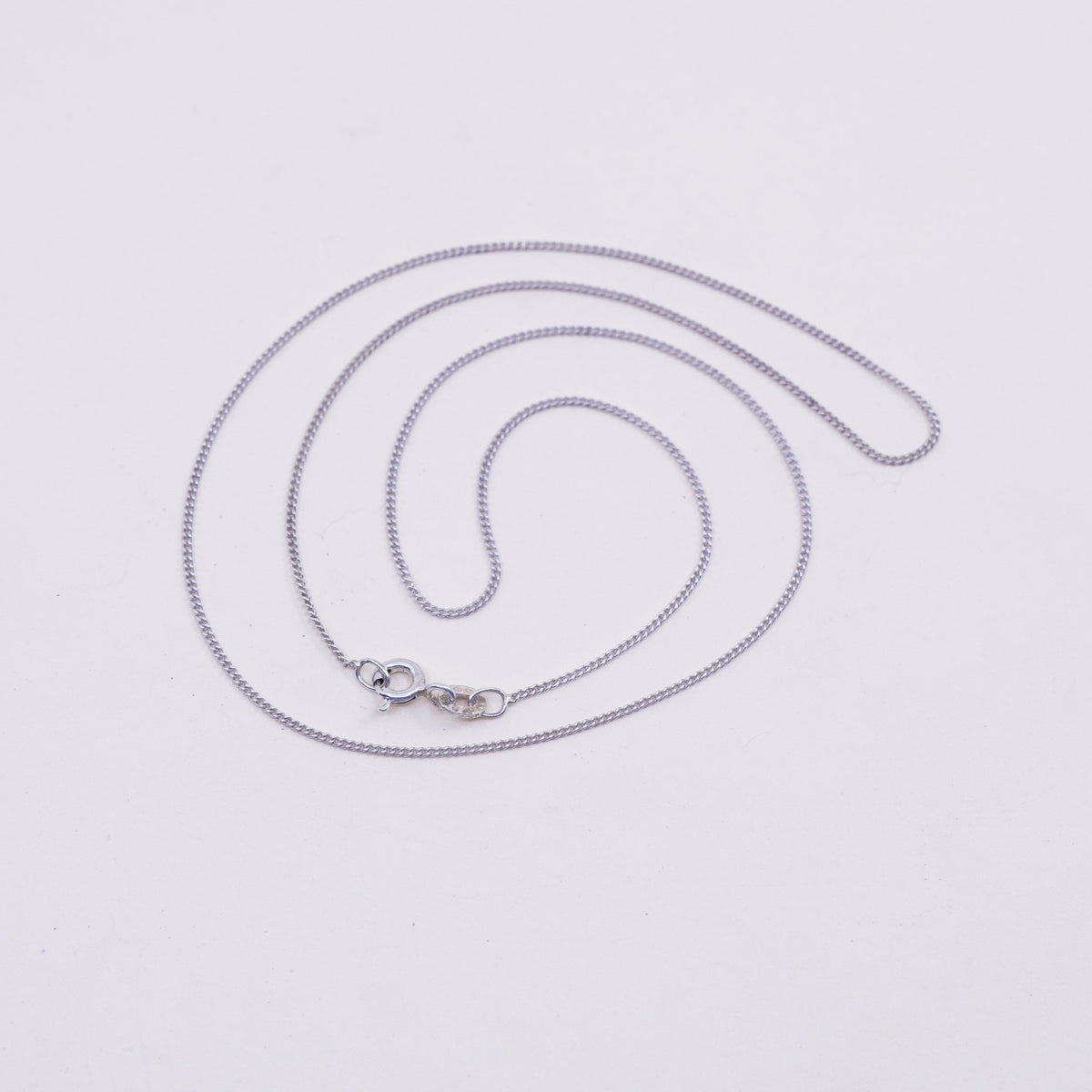 18”, 1mm, italy sterling silver handmade necklace, 925 curb chain