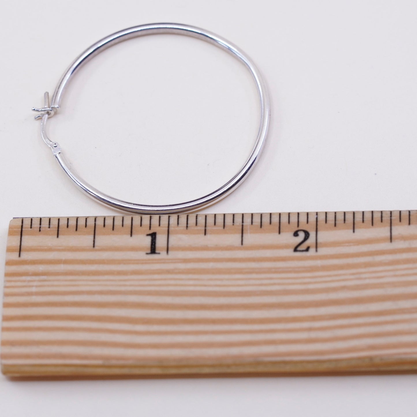 1.5” Vintage sterling silver loop earrings, fashion minimalist primitive hoops
