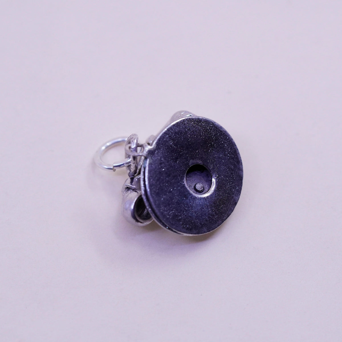 Vintage Sterling silver handmade pendant, 925 old fashion telephone charm