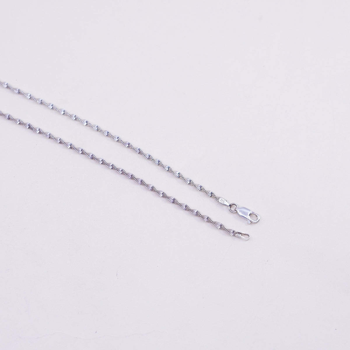 18”, 2mm, vintage Sterling silver necklace, 925 twisted herringbone chain