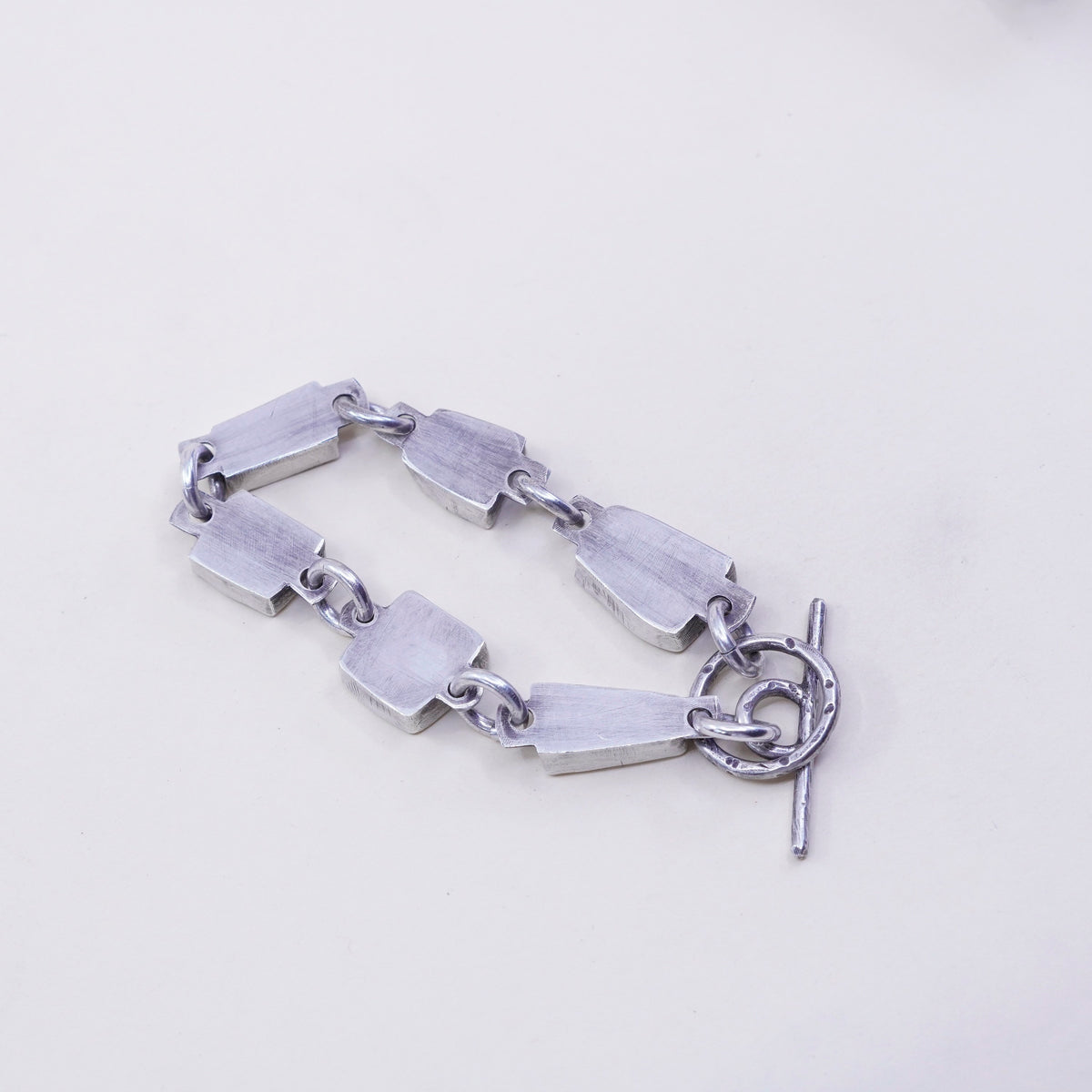 6.25”, handmade sterling 925 silver bracelet w/ dotted wood unique piece