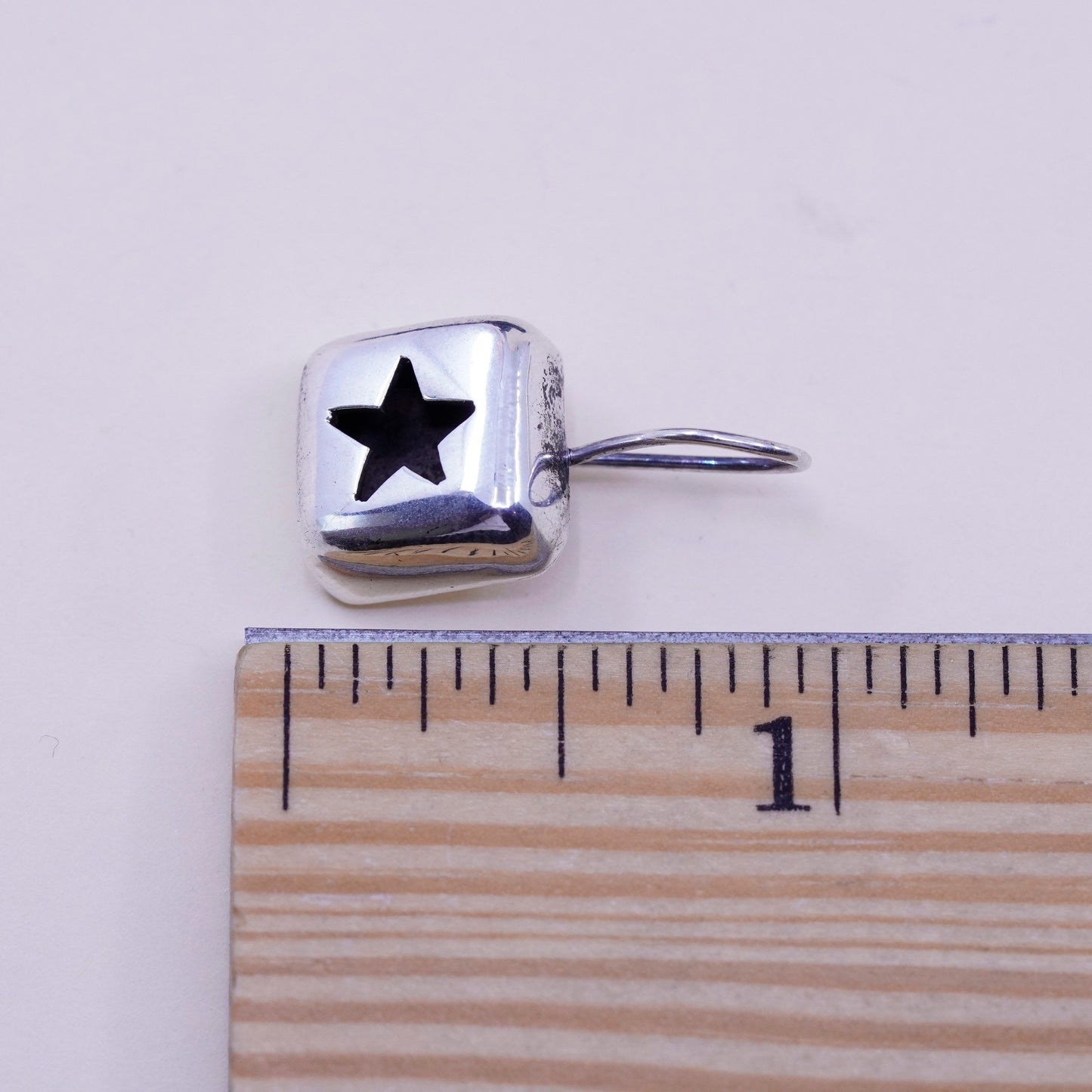 Vintage sterling silver handmade modern earrings, 925 star drops