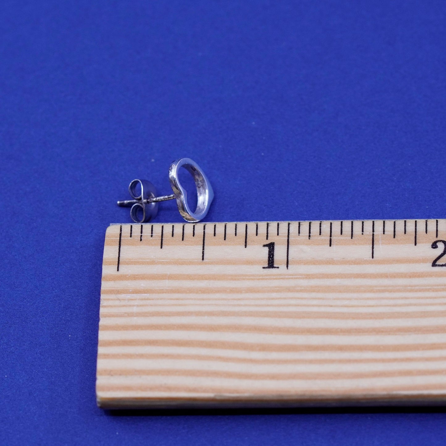 Vintage Sterling silver handmade earrings, 925 heart studs