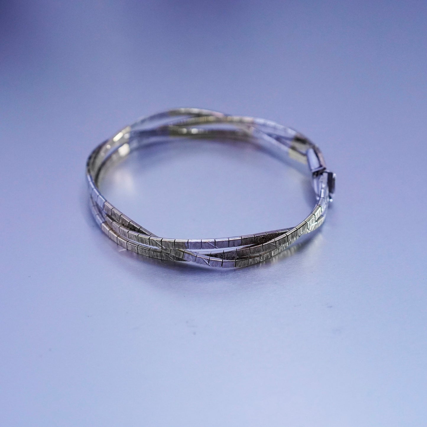 6.75”, Italy triple tone Sterling 925 silver bracelet, twisted omega chain
