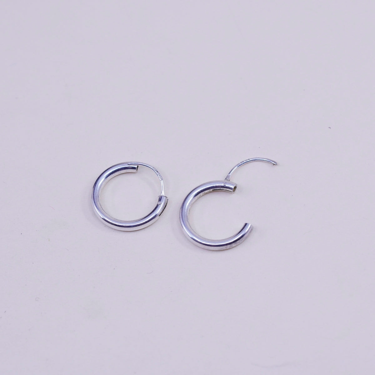 0.5", Vintage sterling silver loop earrings, fashion minimalist, fine 925 silver hoops