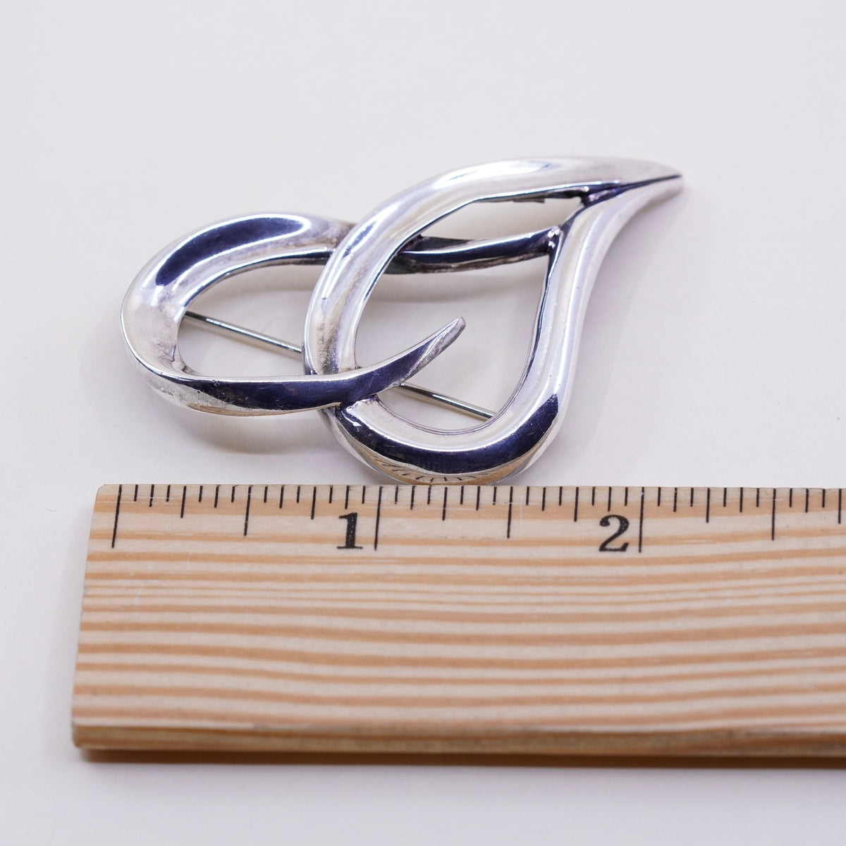 Vintage Zina Sterling silver handmade brooch, modern 925 heart pin