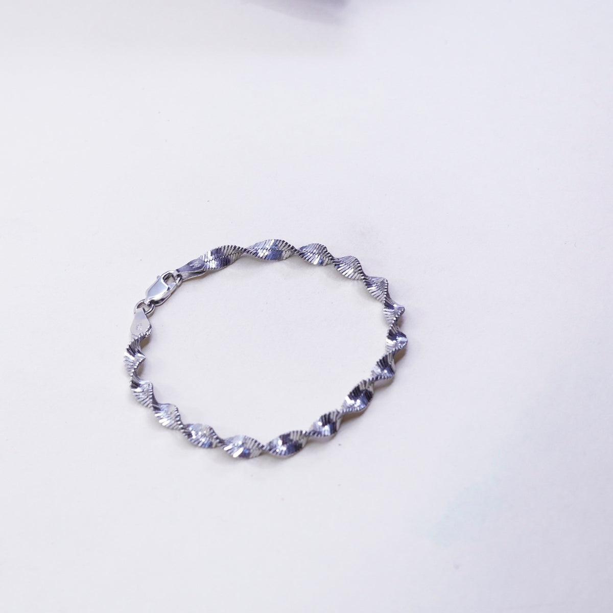 6.75”, 5mm, Vintage sterling silver bracelet, twisted curb link bracelet