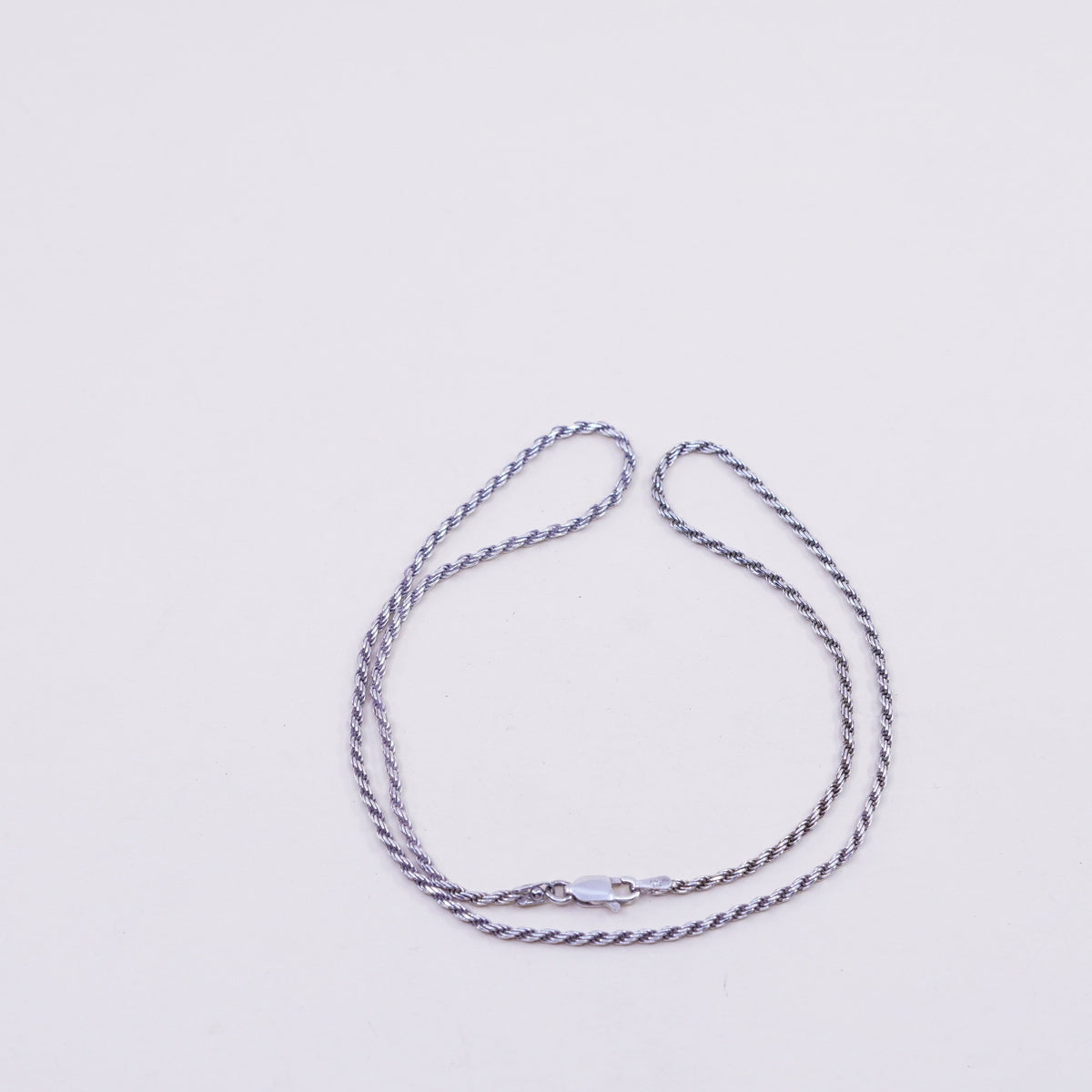 18” 1.6mm, vintage sterling silver necklace, 925 rope chain