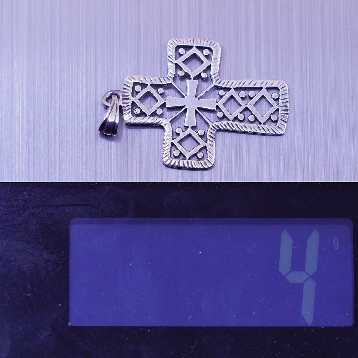 Vintage handmade Sterling silver pendant, 925 filigree cross