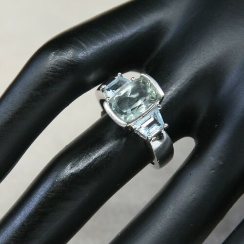 Sz 7.25, Sterling Silver Ring, 925 Silver Engagement Ring W/ blue Sapphire