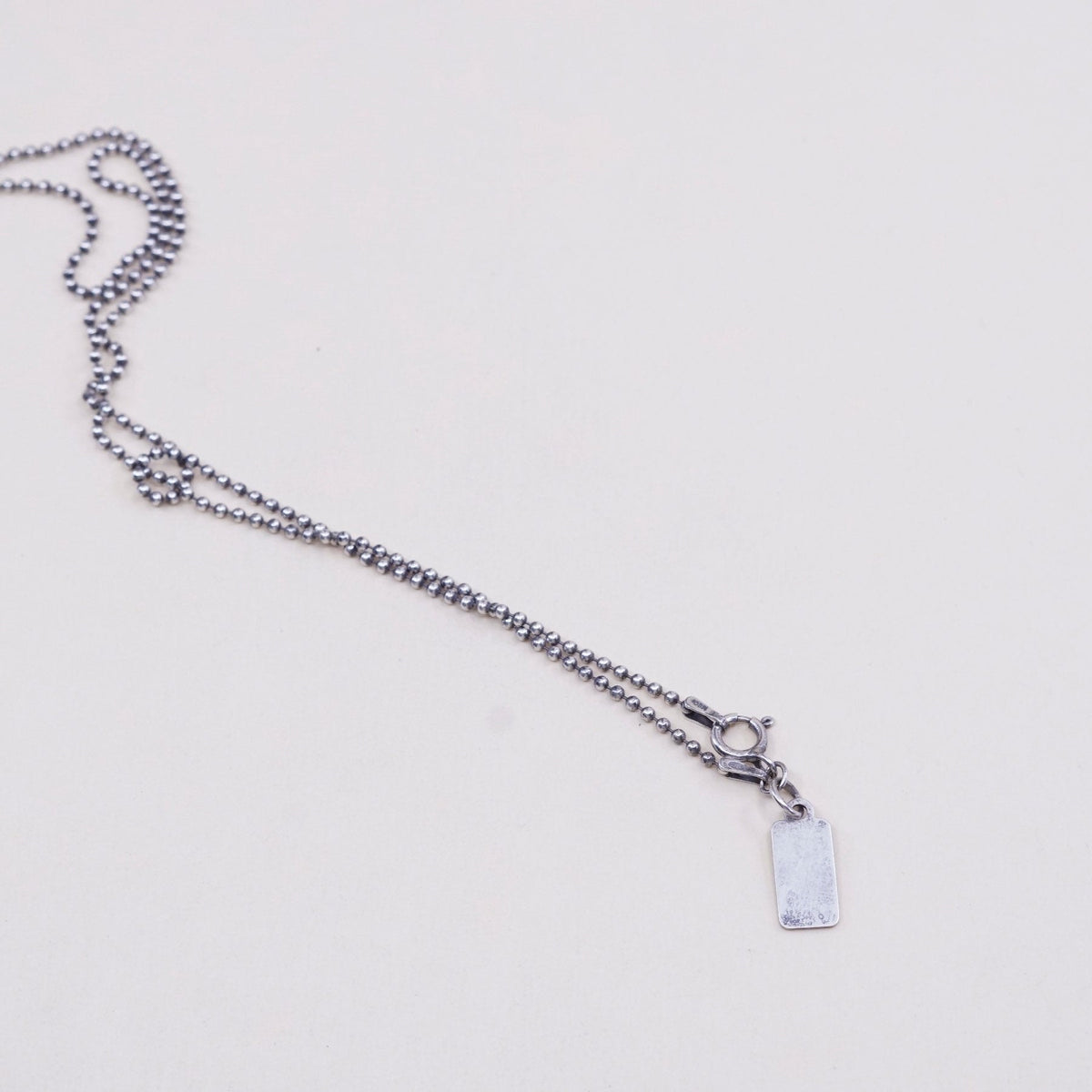 16”, 1mm, Vintage israel megiddo sterling silver beads chain, 925 necklace