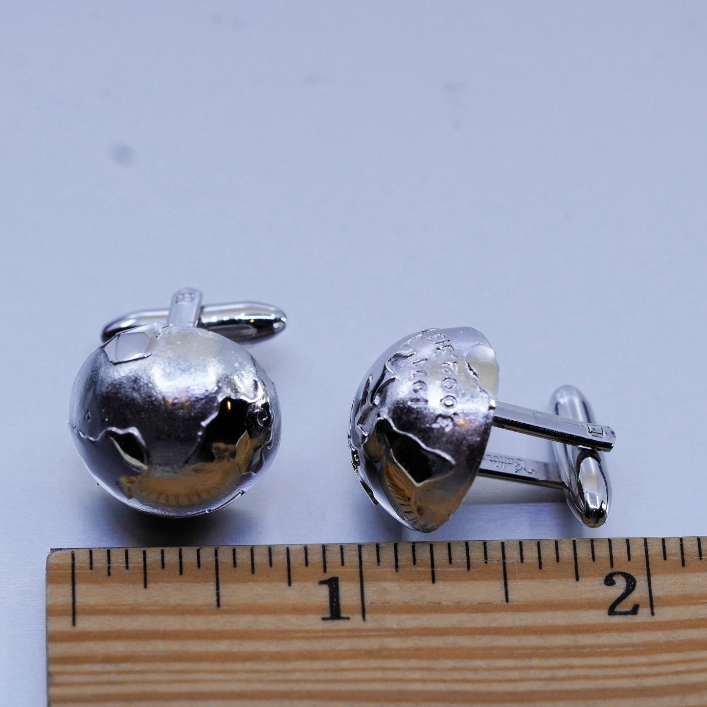 Bahour sterling silver handmade cuff link, 925 world map sphere cufflink
