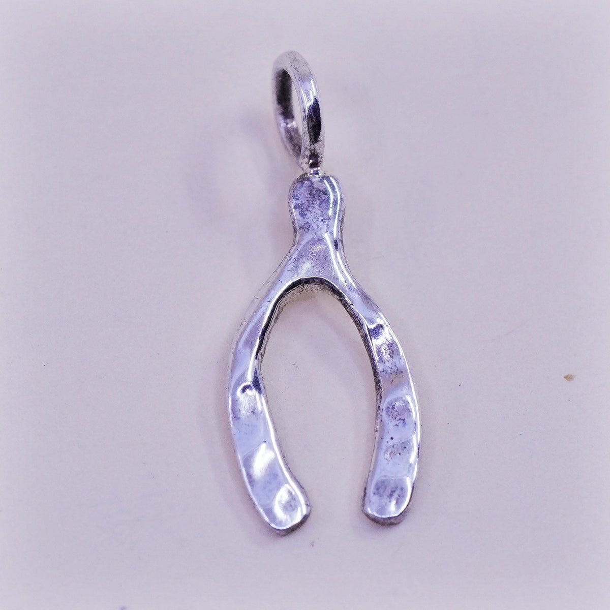 Vintage sterling silver wishbone charm, 925 pendant