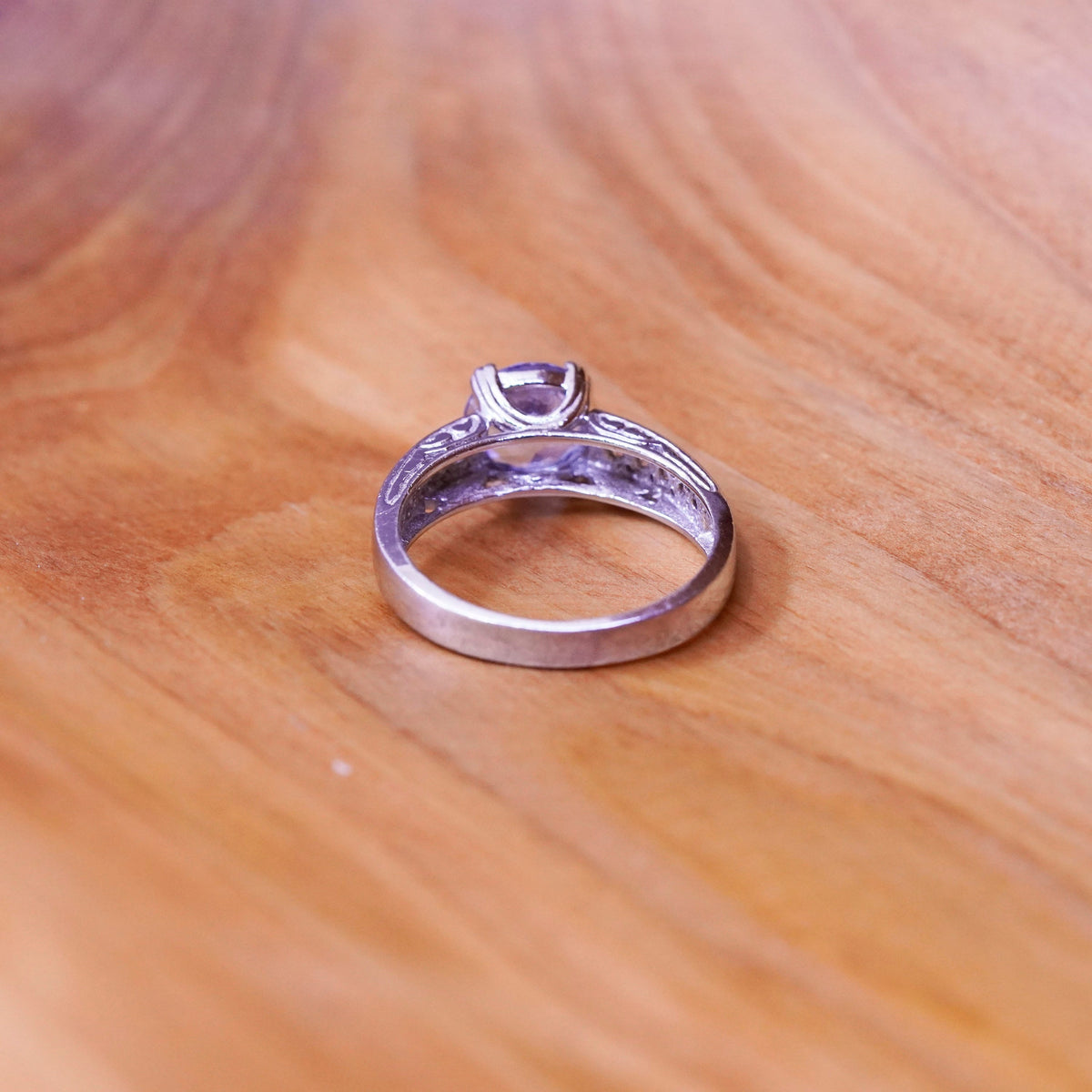 Size 9.5, vintage Sterling 925 silver anniversary engagement ring with topaz cz