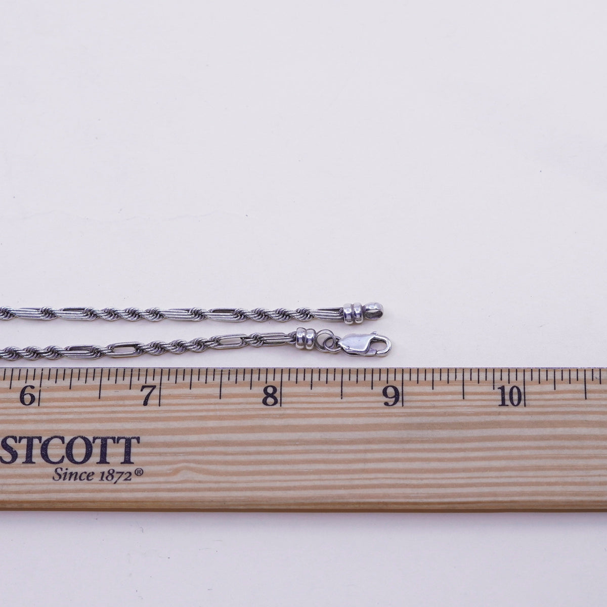 18”, 3mm, Vintage Peru sterling 925 silver elongated chain, necklace