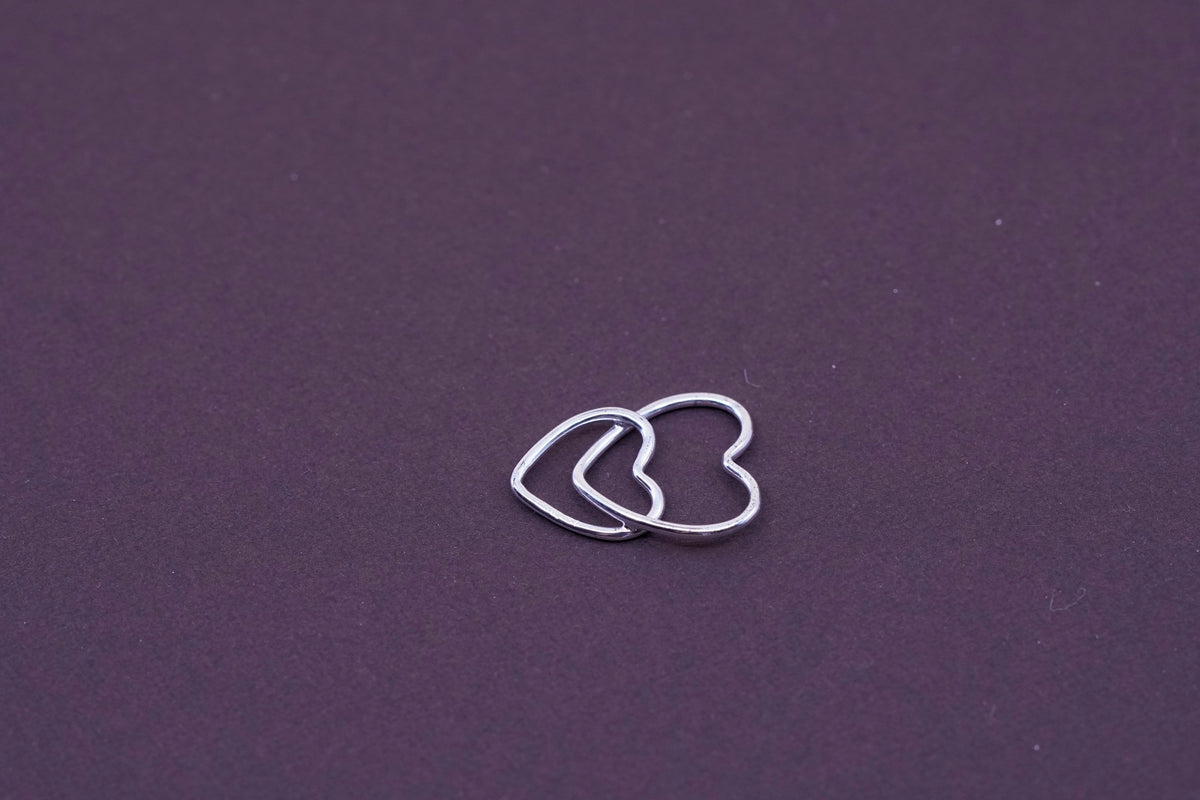 Vintage Sterling silver handmade pendant, 925 double heart charm