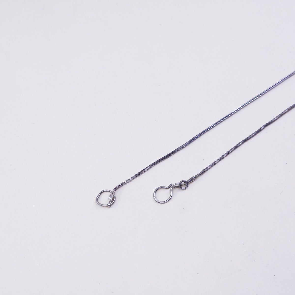 17”, vtg handmade Sterling 925 silver wheat chain with disc pendant and pearl