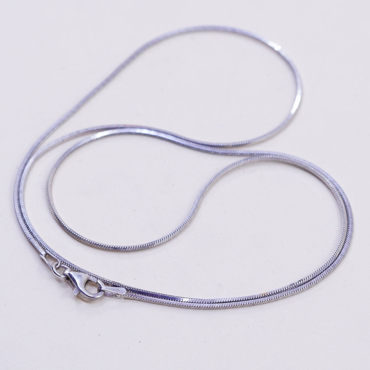 20”, 1mm, Vintage sterling silver snake chain, Italy 925 square chain