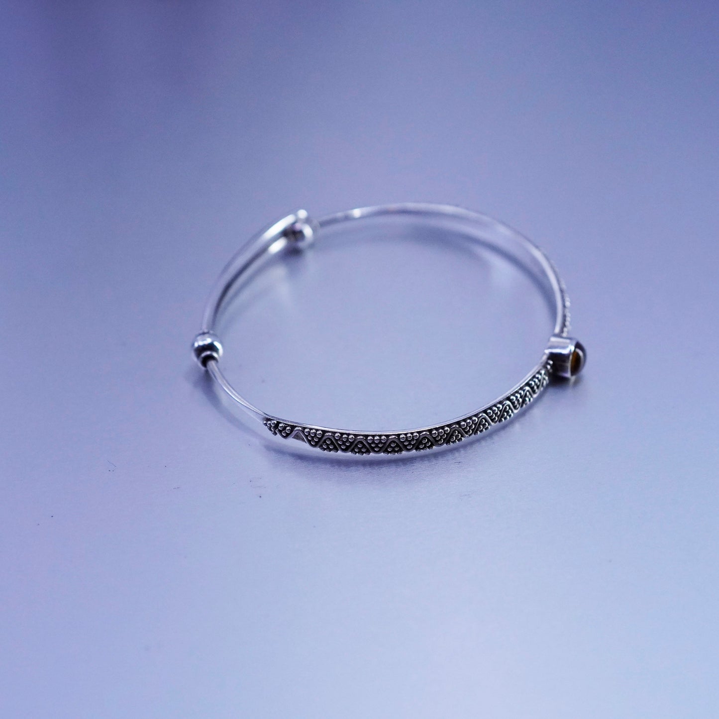 Size adjustable, Sajen Sterling 925 silver bracelet, bangle with beads citrine