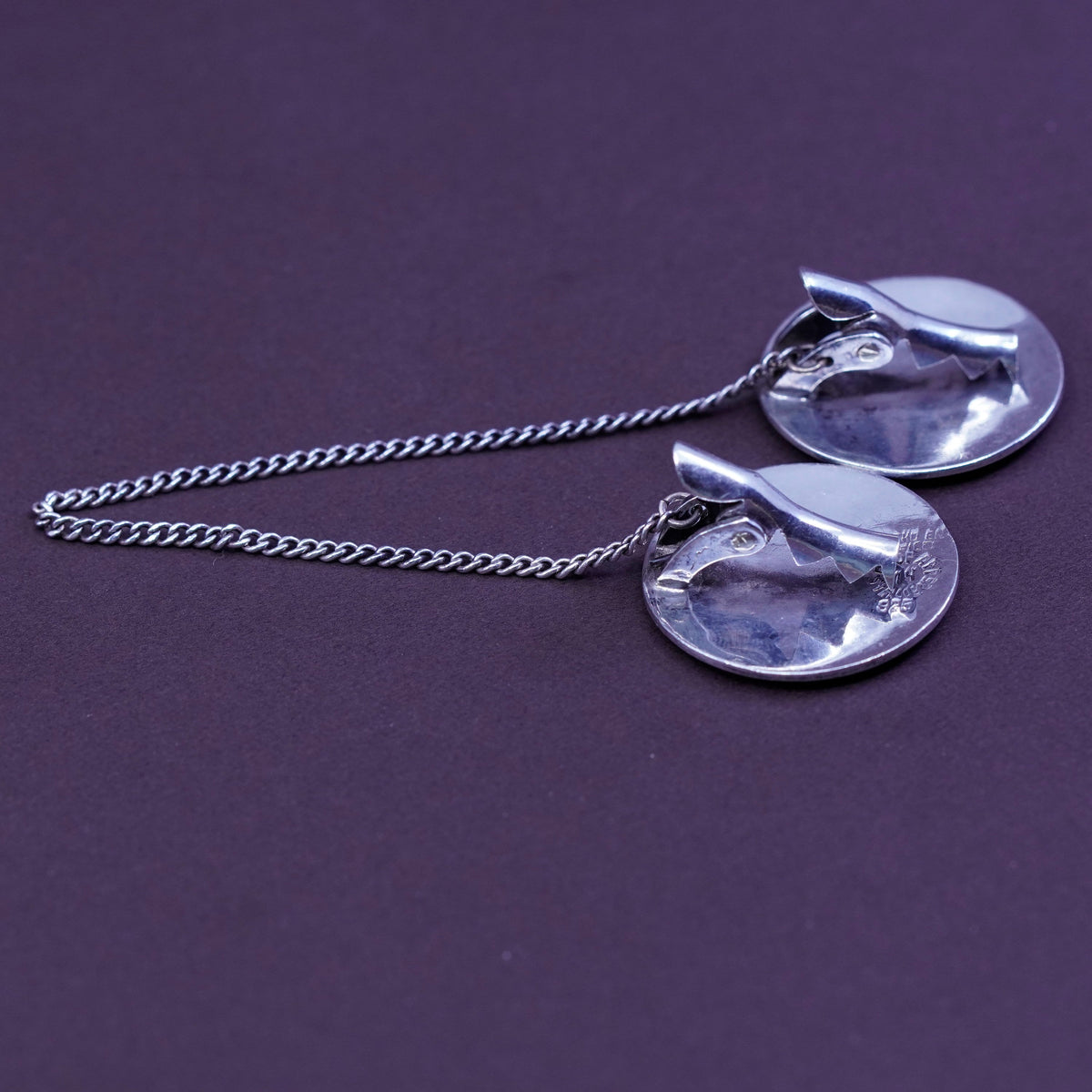 mexico Hecho En Sterling 925 silver jewelry, collar clips with enamel initial