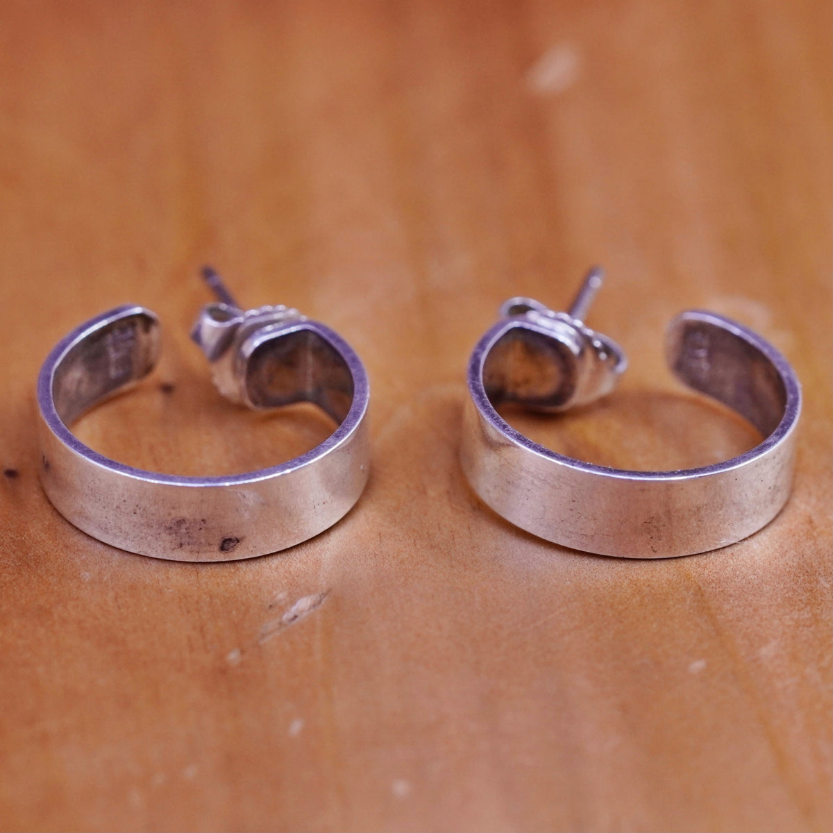 James Avery retired silver handmade earrings, modern 925 huggie, hoops studs