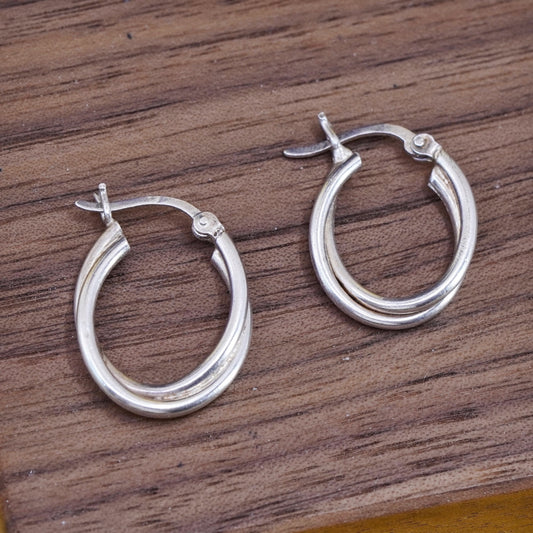 0.75”, Vintage Sterling silver handmade earrings, twisted 925 hoops