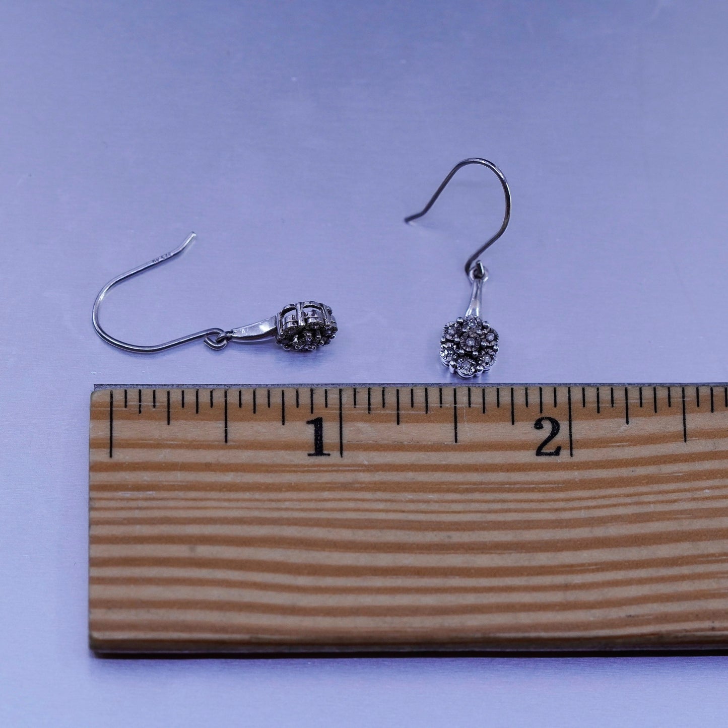 Vintage Sterling 925 silver earrings with diamond details