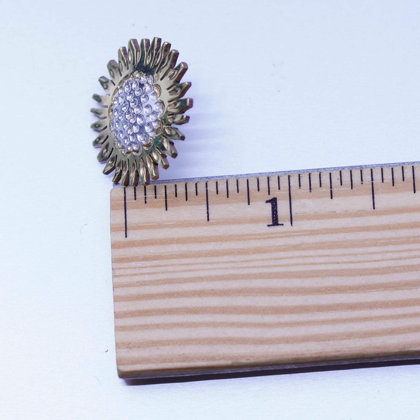two tone Mexico Sterling 925 silver handmade earrings, sunflower flower studs