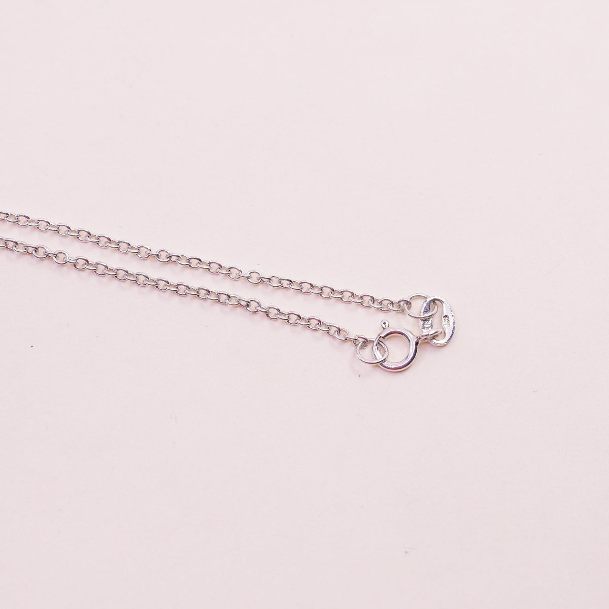 16”, vtg sterling silver handmade necklace, 925 circle chain heart key Pendant