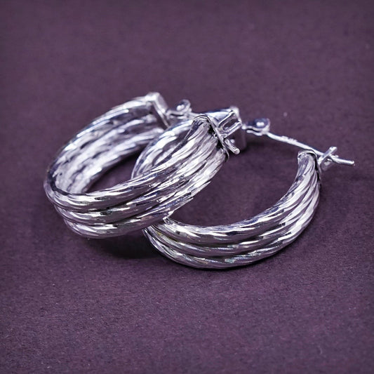 0.5”, 3.1g, VTG 14K gold hoops, twisted huggie white gold earrings, stamped 14K