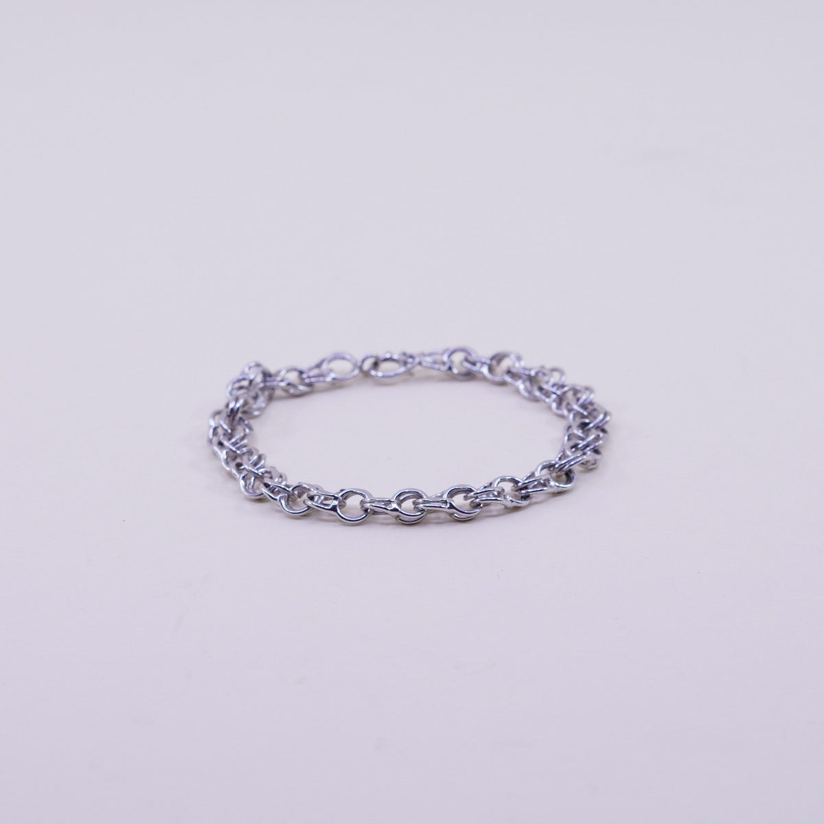 7”, 8mm, Vintage sterling silver double curb chain, 925 charm bracelet
