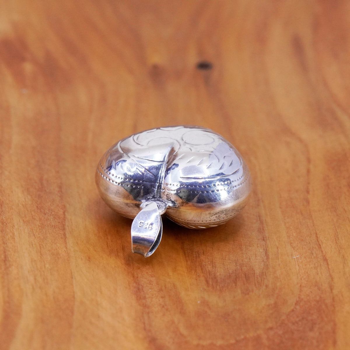 Vintage Sterling silver handmade heart pendant, puffy 925 big heart