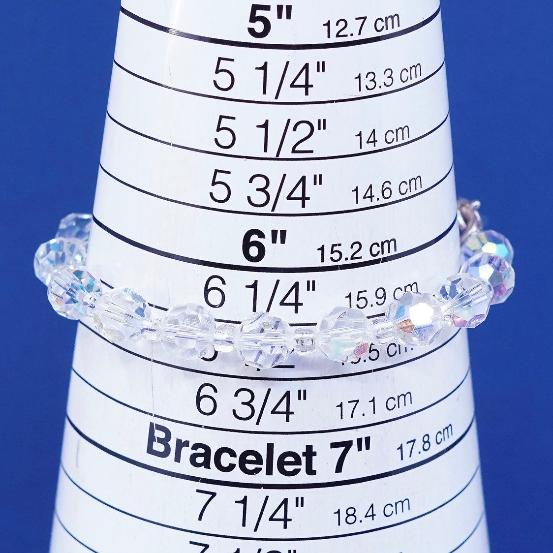 6.5”, sterling silver handmade bracelet, 925 clasp w/ Swarovski crystal beads