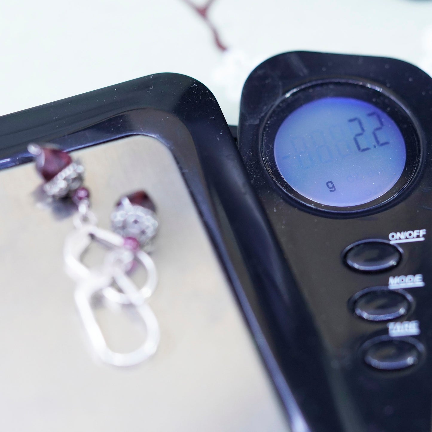 Vintage Sterling silver handmade earrings, 925 hooks with garnet beads