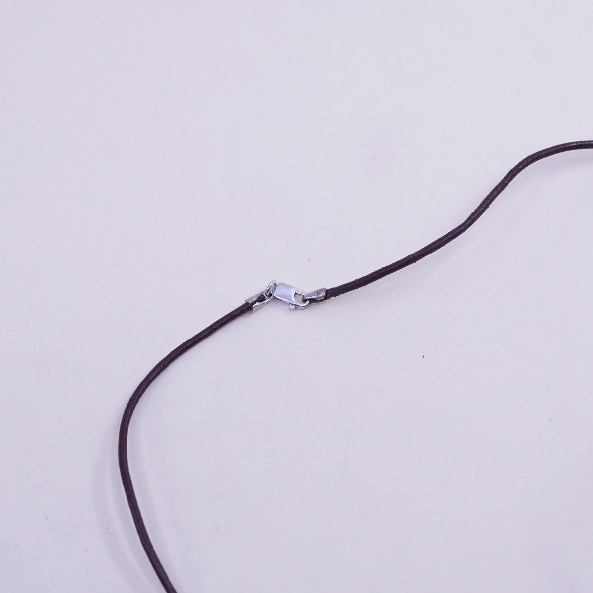 18", sterling 925 silver necklace brown leather core artisan glass pendant