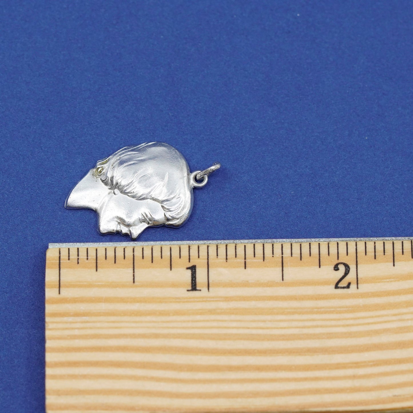 Vintage Sterling 925 Silver handmade relief man portrait