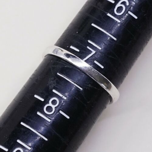Sz 7.25, Vtg Sterling Silver Handmade Ring, 925 Band W/ Oval obsidian N Beads
