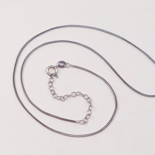 16"+2, vtg sterling silver snake chain, Italy made silver necklace
