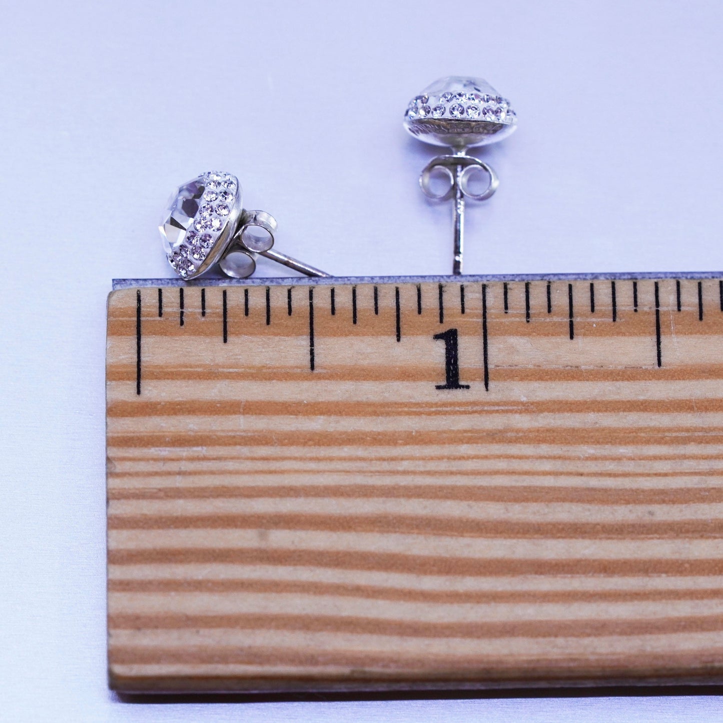 Vintage Sterling 925 silver earrings, studs with cz inlay