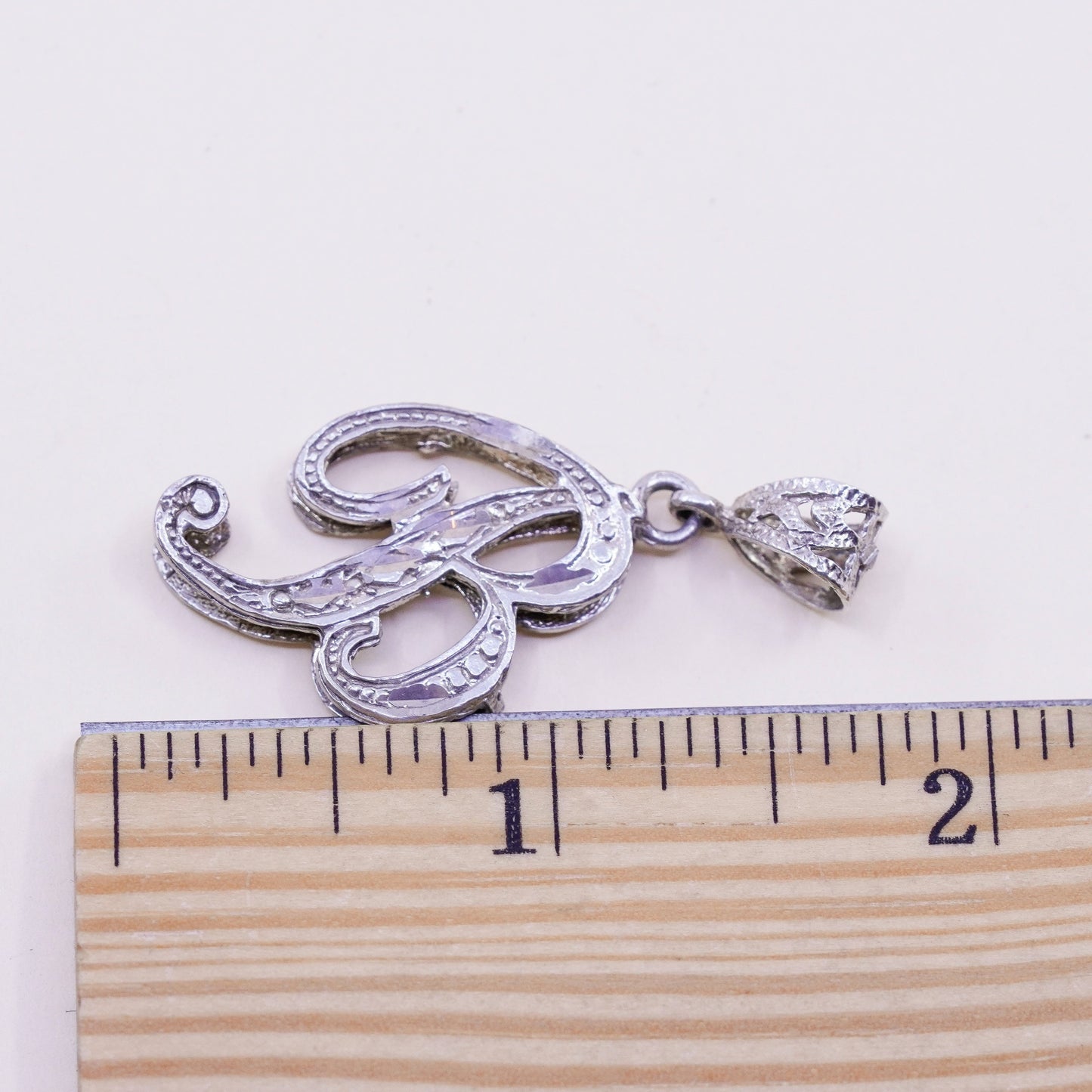 Vintage sterling silver handmade pendant, 925 tag charm with initial “B”