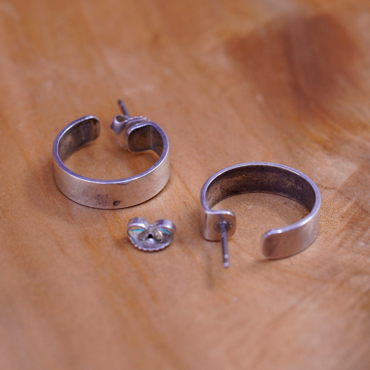 James Avery retired silver handmade earrings, modern 925 huggie, hoops studs