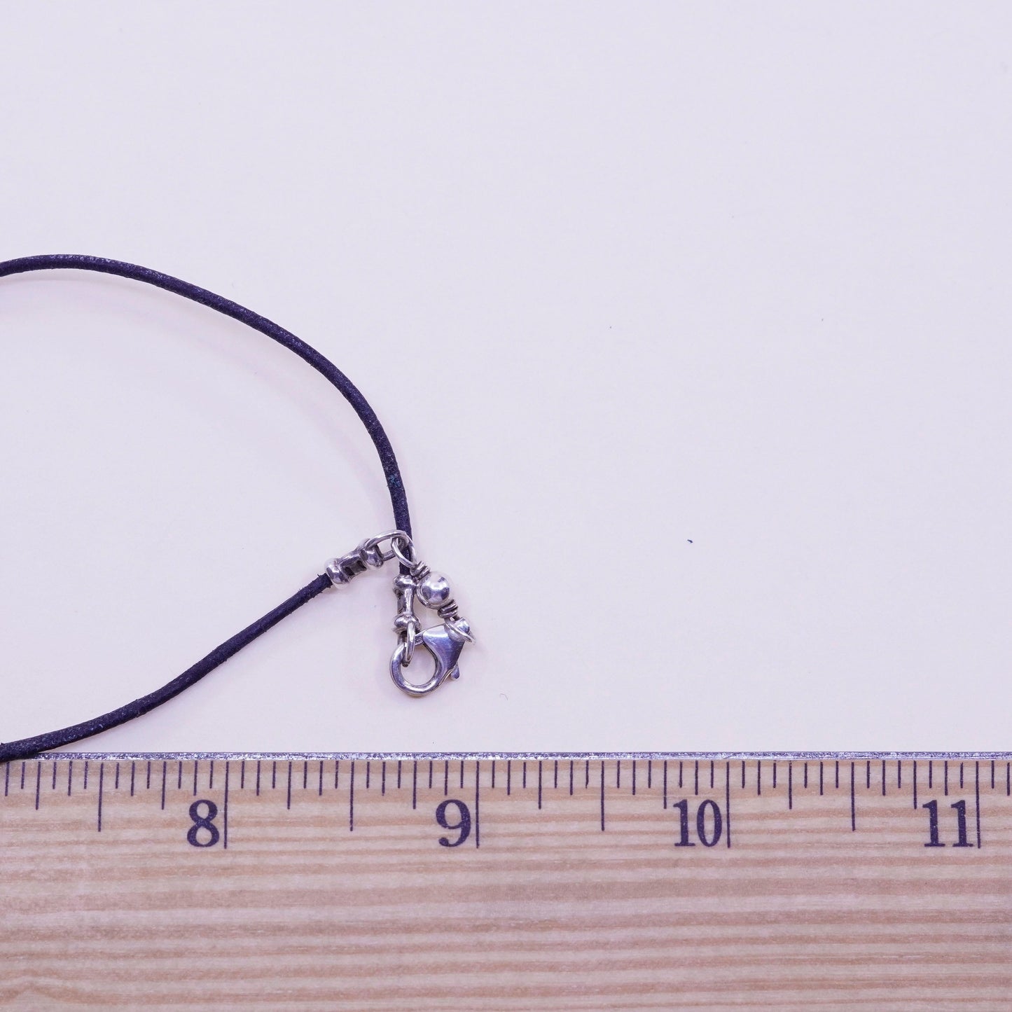 16”, sterling silver handmade necklace, 925 circle pearl pendant leather thread