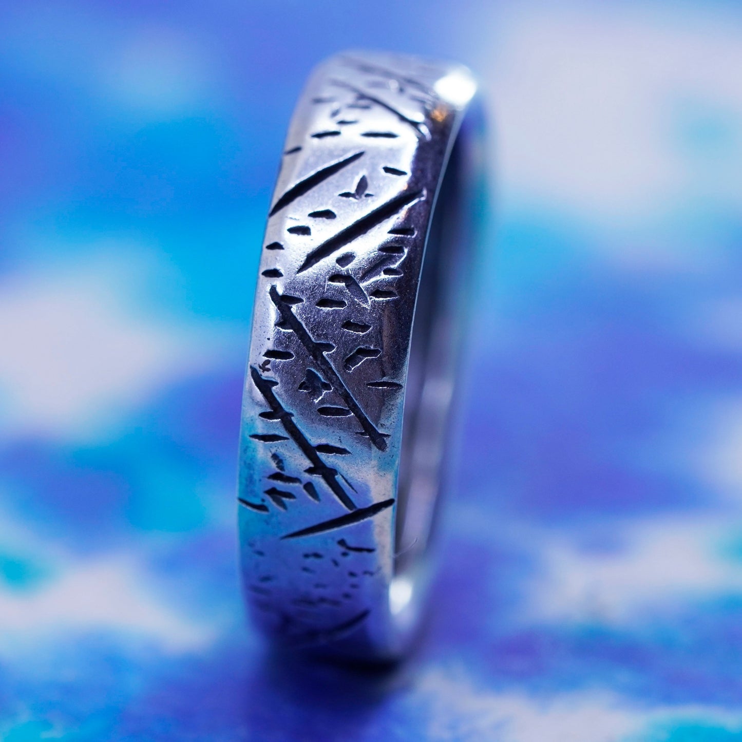 Size 11, vintage Sterling silver handmade ring, hopi 925 textured band