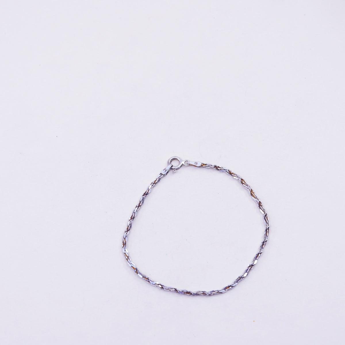 6.5”, 2mm, Vintage sterling silver bracelet, Italy made 925 twisted bracelet