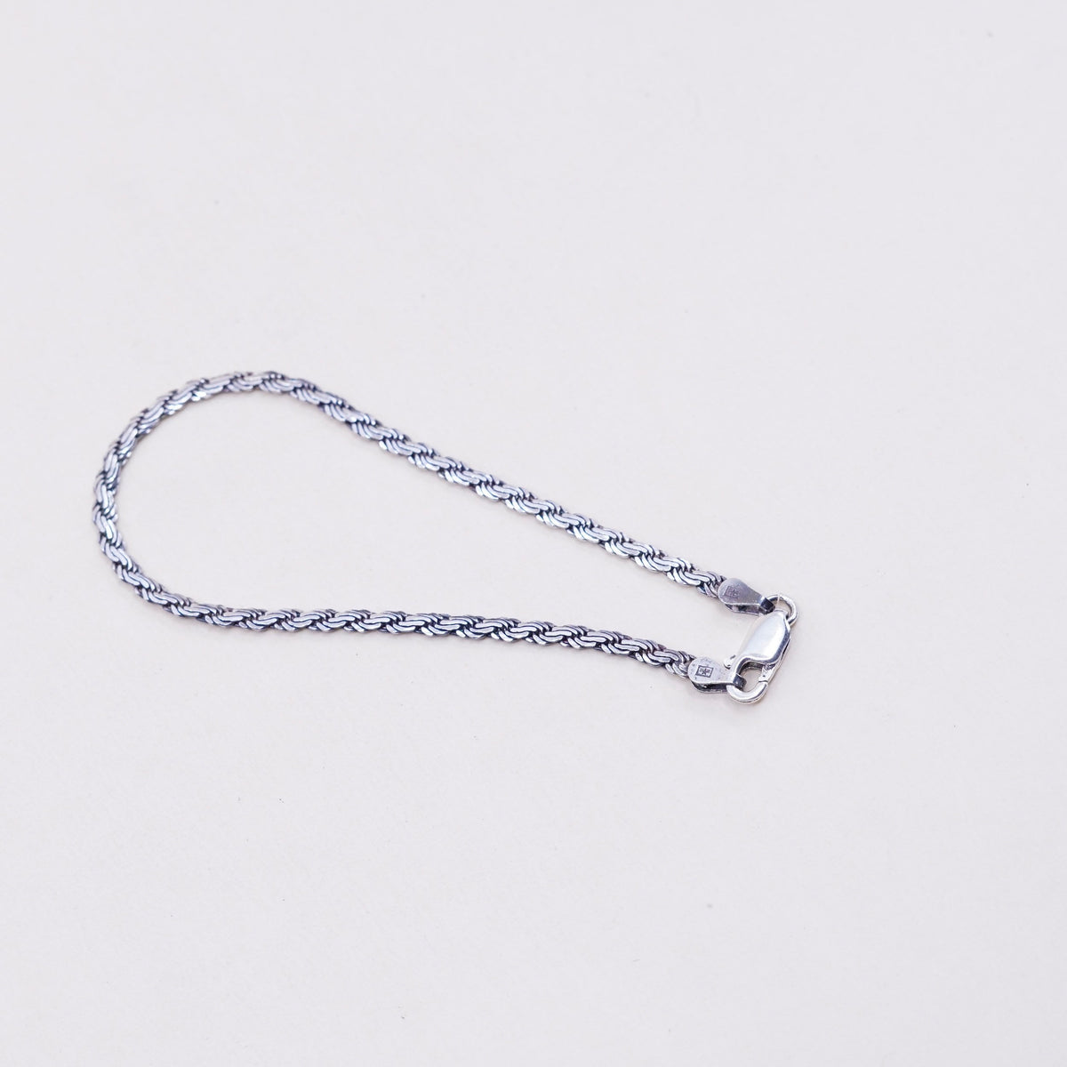 7.25”, 3mm, Vintage sterling silver flatten nugget link bracelet, 925 chain