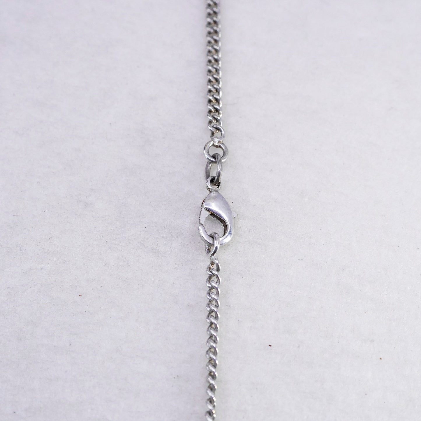 20” 3mm, vintage Sterling 925 silver handmade curb chain necklace with peridot