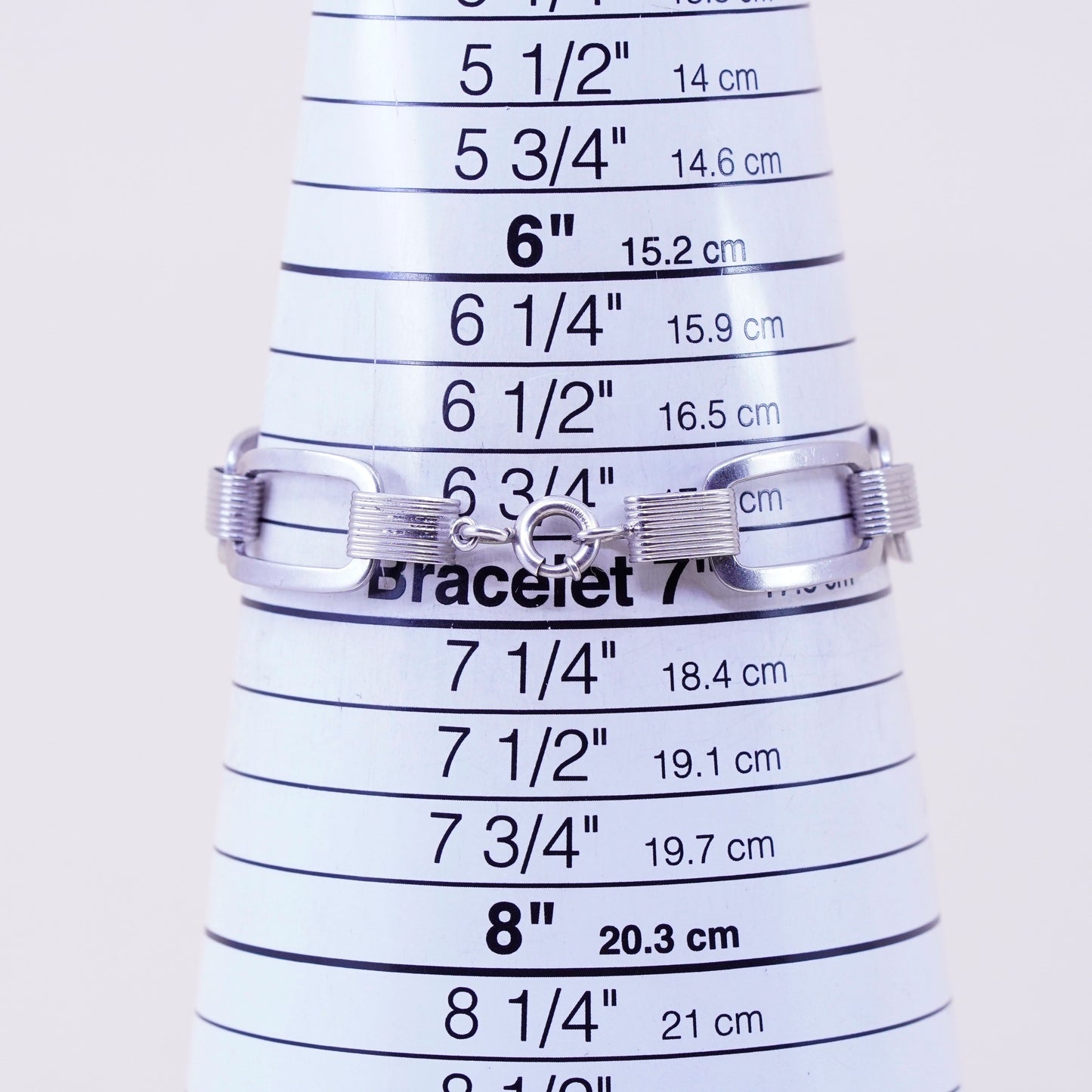 7”, 14mm, Vintage sterling silver handmade bracelet, 925 rectangular link chain