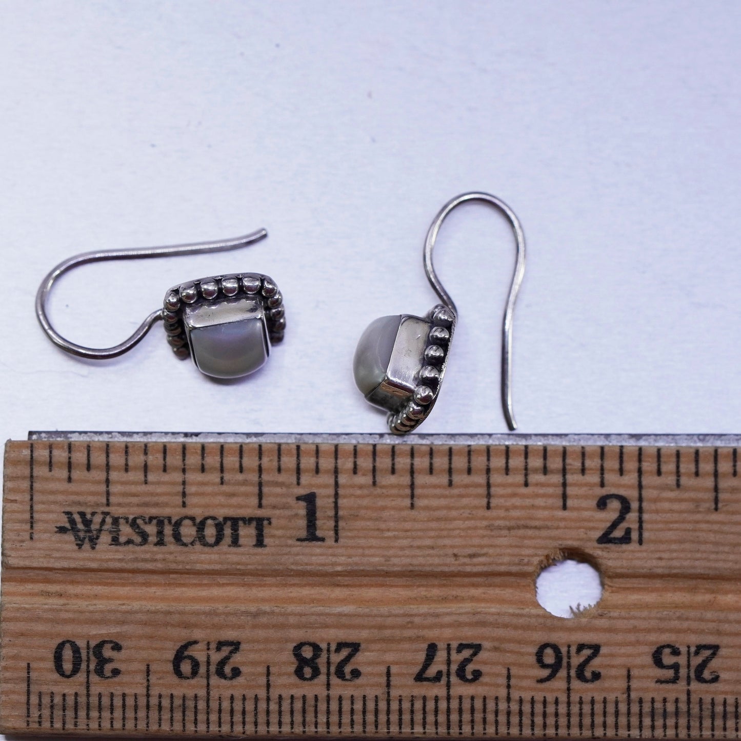 Silpada W1394 Pearl Button Frame Square Earrings 925 Sterling Silver beads