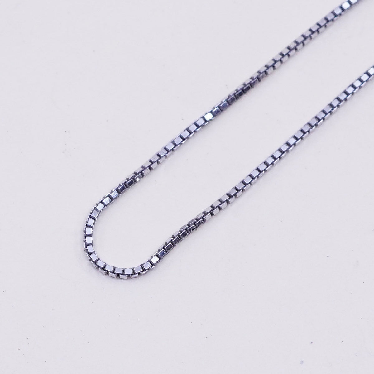 Adjustable, 19”, Vintage sterling silver Italy 925 silver box chain, necklace